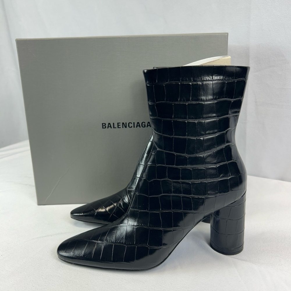 Balenciaga Crocodile Embossed Boots